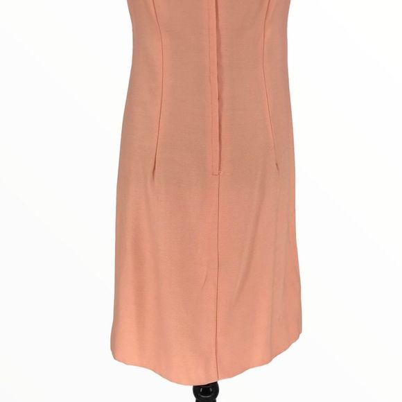 60’s Vintage 2 Piece Peach Sleeveless Rhinestone Beaded Collar Dress and Jacket - Picture 8 of 15